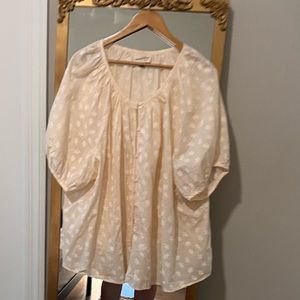 Universal Thread Cream Blouse with Flower Details